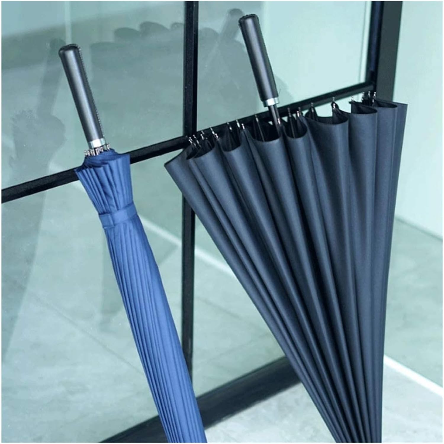 Stick Umbrellas 24 Ribs Long Handle Umbrella Straight Shank Large Double Business Wind Men Weatherproof Umbrella Stylish (Burgundy)