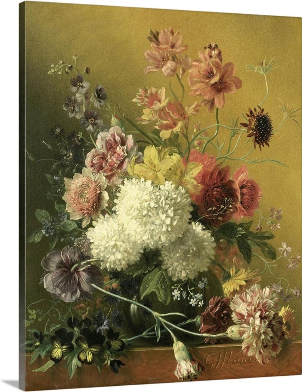 SYSMYXGS Paint by Numbers for Adults, Easy Drawing DIY Oil Canvas Painting Kits,Home Wall Decor — Still Life with Flowers georgius Jacobus Johannes Van os, by Georgius Jacobus Van Os