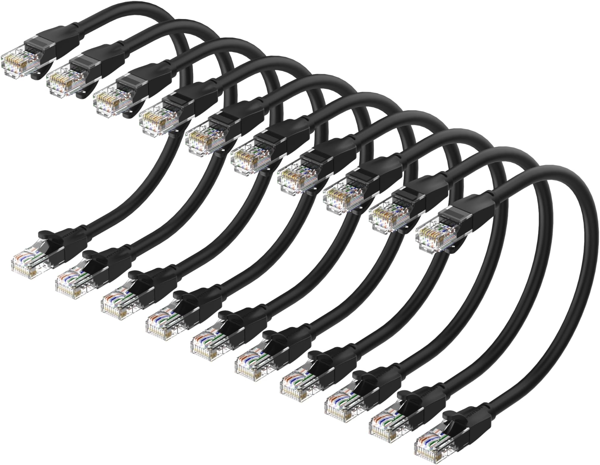 Cat.6 UTP Patch Cable IBE series copper-clad Aluminum 1000Mpbs 250MHz Aluminum Foil PVC Jacket (Cat.6 UTP, Black, 0.1 M [X10])