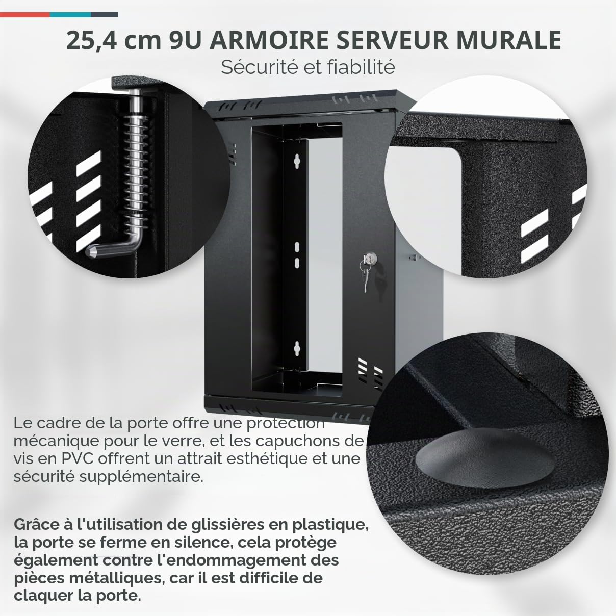 Armoire Réseau 10 Pouces - Baie Informatique 9U - Baie de Brassage pour Montage Mural - Capacité de Charge 20 kg - Armoire Informatique vers la Salle des Serveurs, Le Bureau - Noir