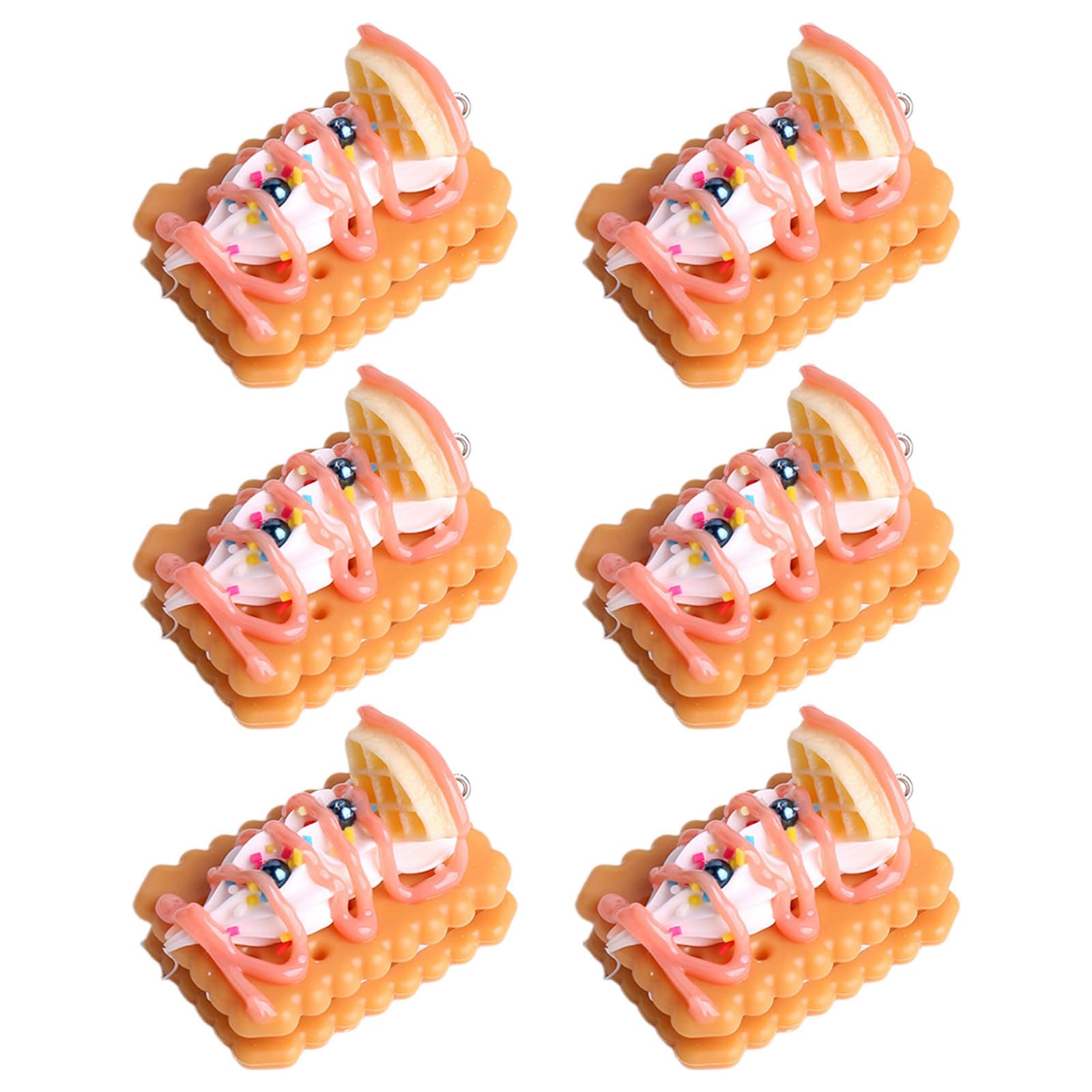 Tsophreniq 6Pcs Artificial Sandwich Biscuits Realistic Fake Food Cream Dessert Realistic Simulation Biscuits for Decoration Display Photographic Props