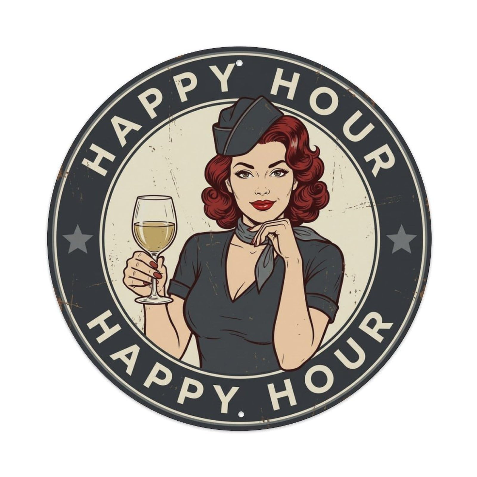 Flight Attendant Happy Hour Bar Quote Metal Tin Sign