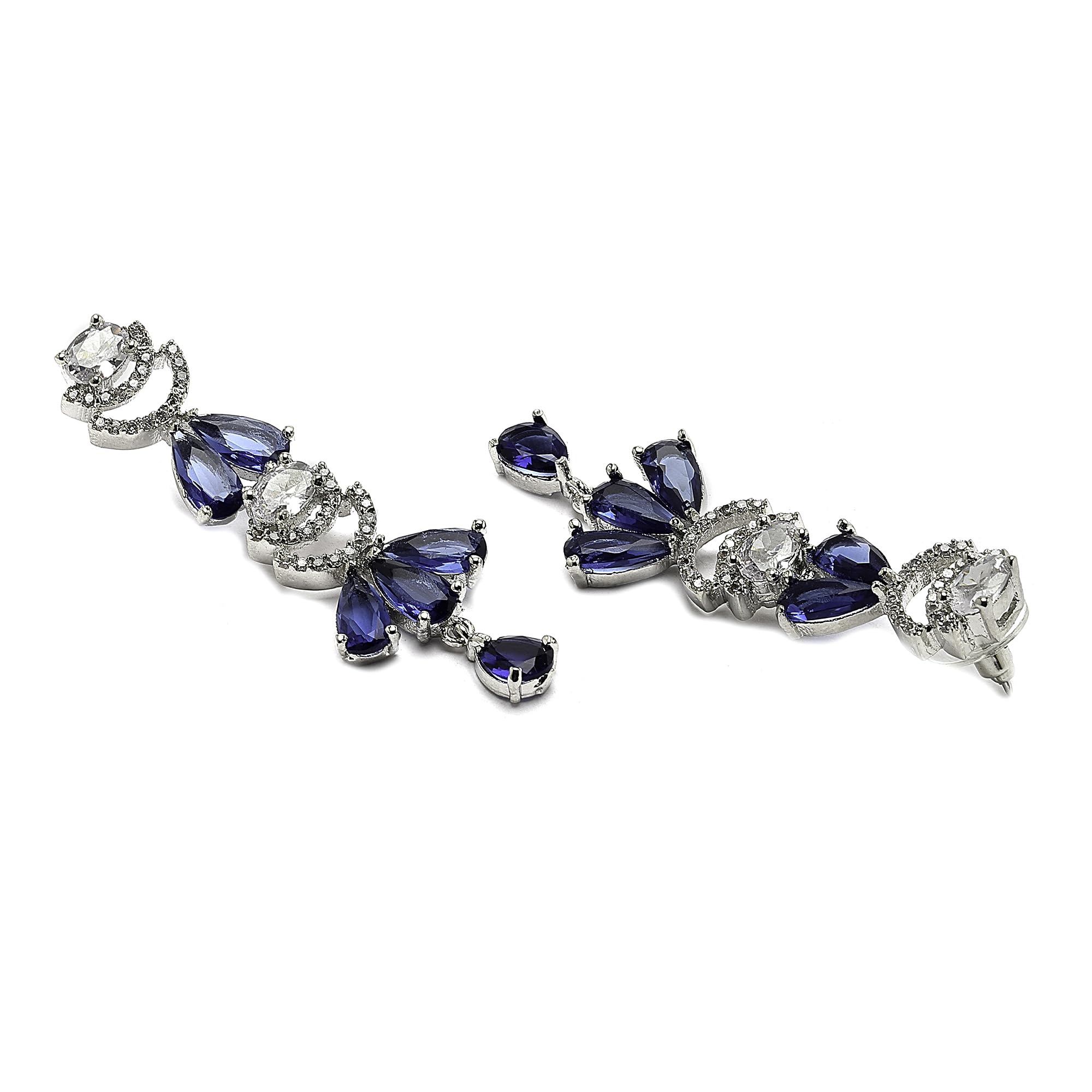 Rhodium-Plated American Diamond Necklace & Earrings Set