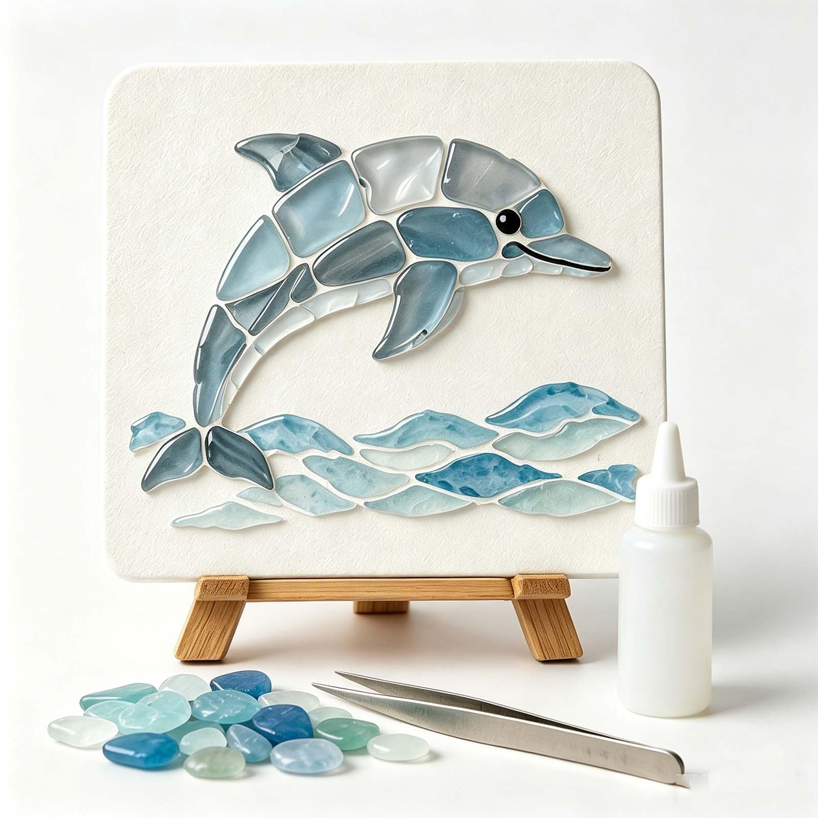 Sea Glasss Art Kits, Mosaic Smooth Handmade Animal Painting Decor