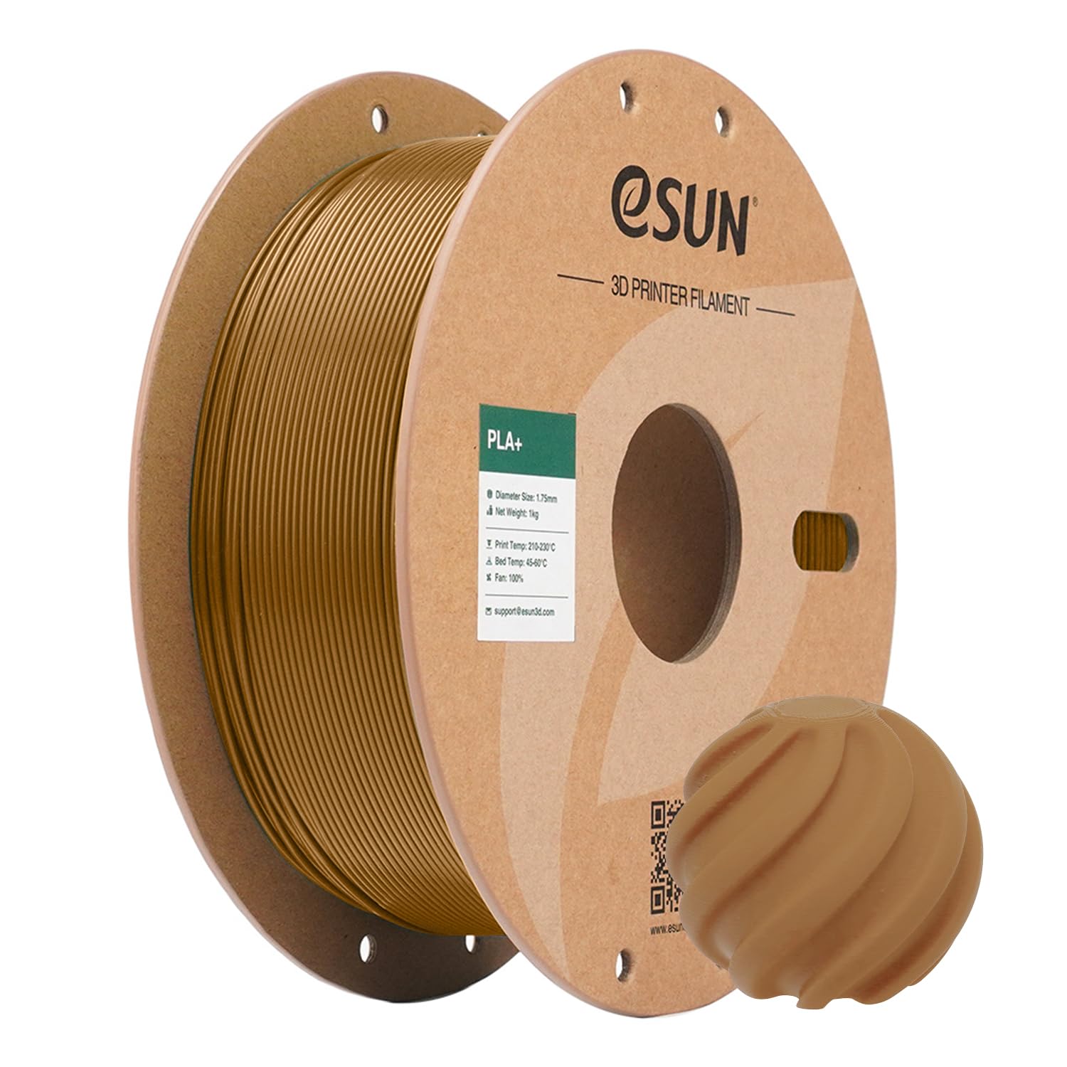eSUN PLA+ Filament 3D Printer Filament PLA Plus 1KG Light Brown | PLA Plus 1.75mm, Dimensional Accuracy +/- 0.03mm, 1KG Spool (2.2 LBS) 3D Printing Filament for 3D Printers