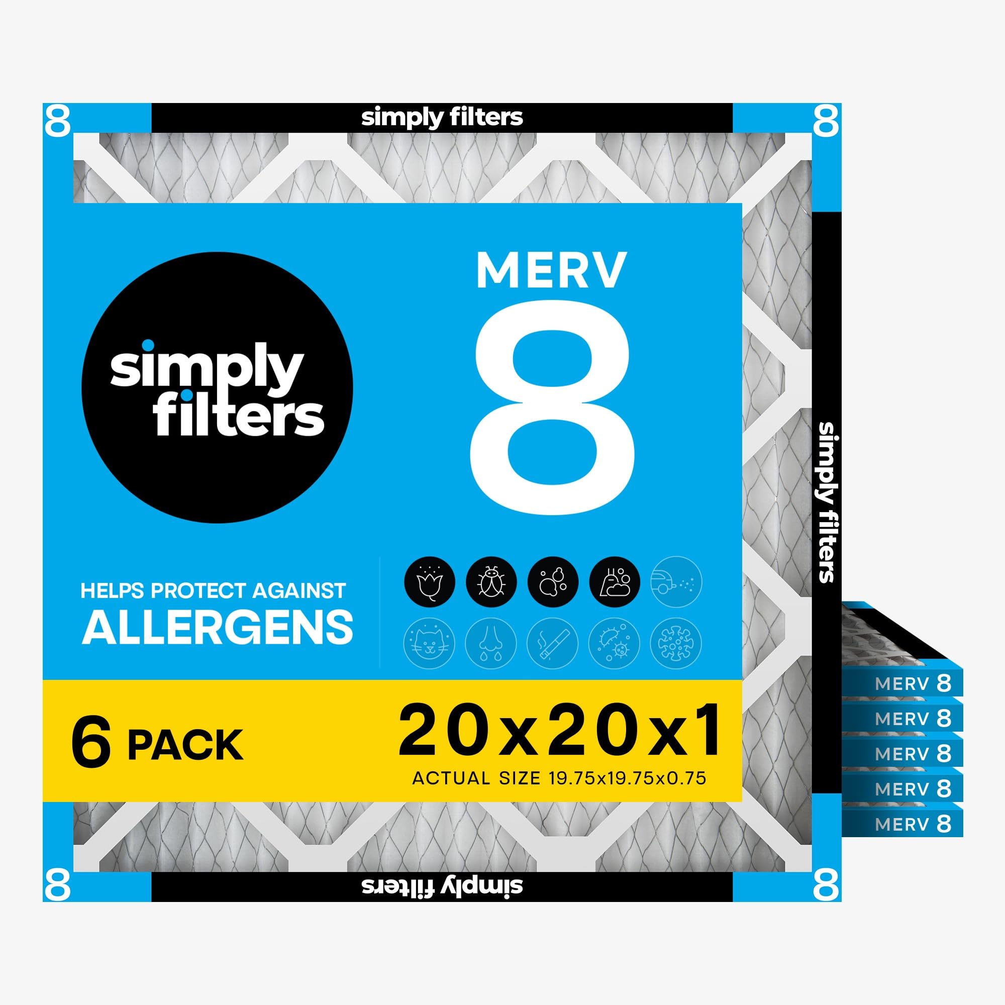 Simply 20x20x1 MERV 8 6-Pack Filters