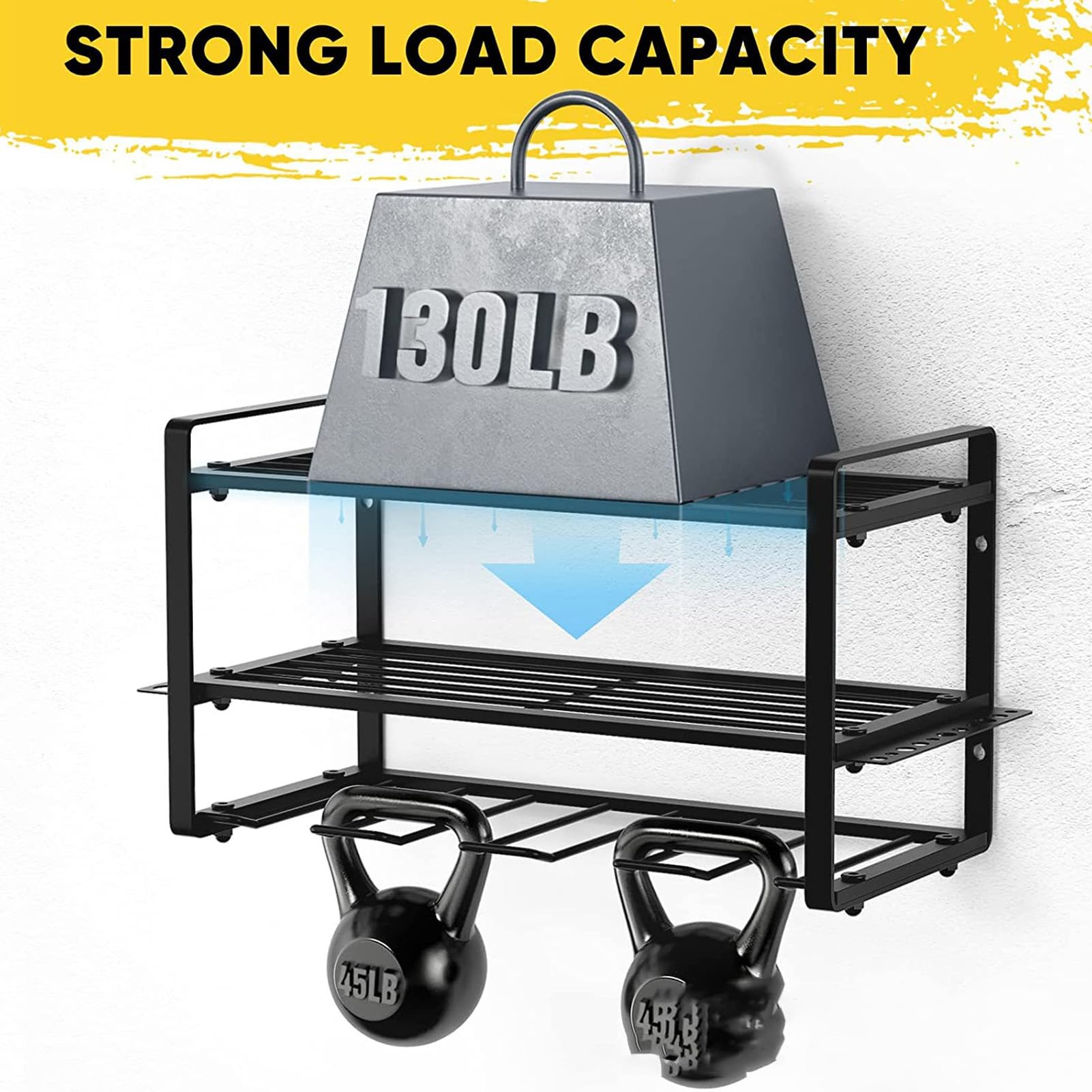 Organizador de taladros, soporte de pared resistente, para garaje, taller, color negro, capacidad de 150 kg