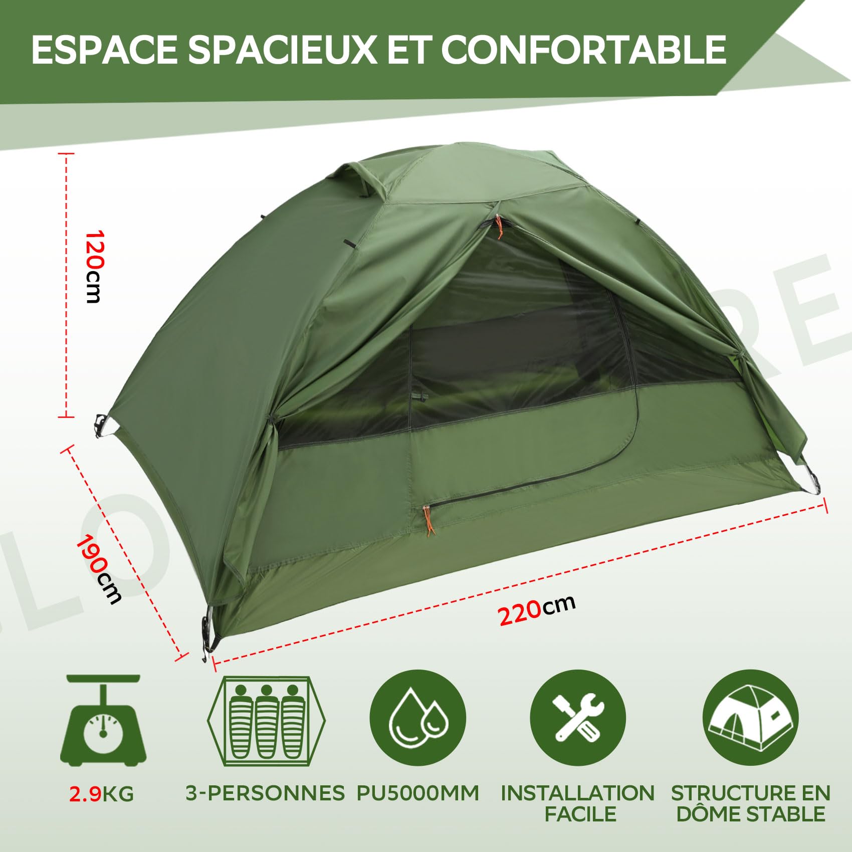 Clostnature Tente de Camping 1/2/3/4 Personnes, Tente Trekking Légère | 3-4 Saisons, Double Paroi, Imperméable et Bien Aérée, Compact, Facile à Monter pour Randonnée, Bivouac, Outdoor, Trekking