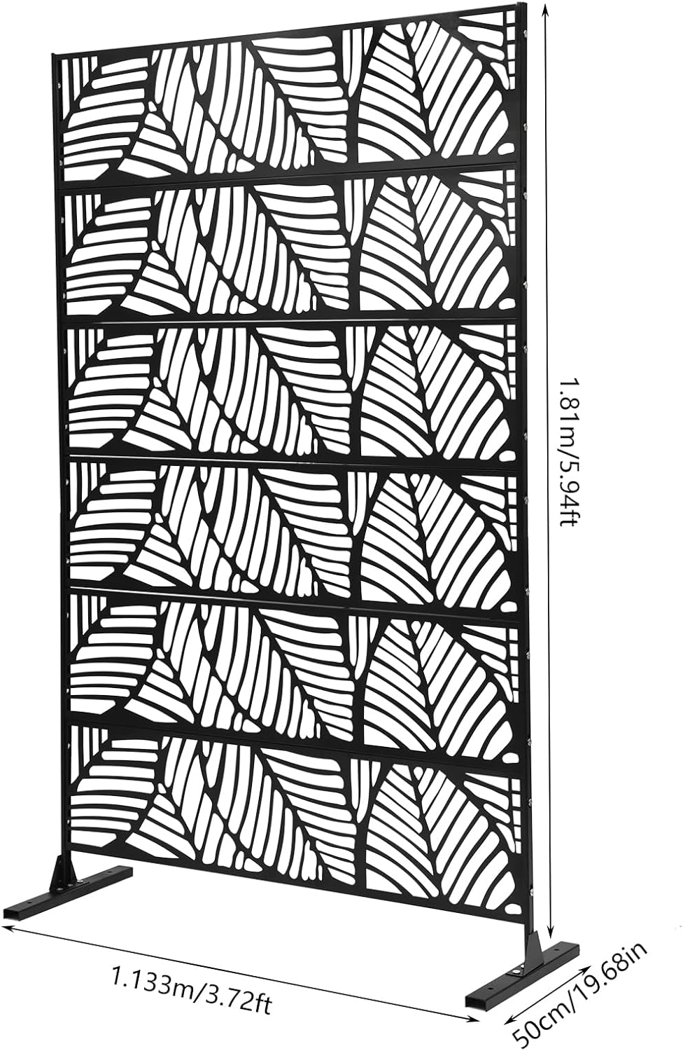 Outdoor Privacy Screens, Metal Freestanding Decor Privacy Fence Screen, Indoor Room Decorative Divider, Patio Privacy Screen Balcony Decorative Screen Set with Stand for Swimming (Leaf-Style)