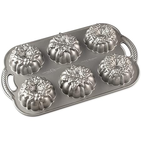 Nordic Ware Wreathlettes Cakelette, 4-Cup, Silver