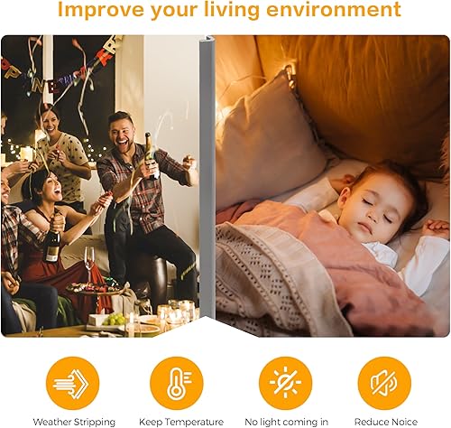 Miniatura 15 de Burlete de sellado de puerta – Espuma insonorizada en forma de Q para marco de puerta exterior, sello de espacio grande, cancelación de ruido, fácil