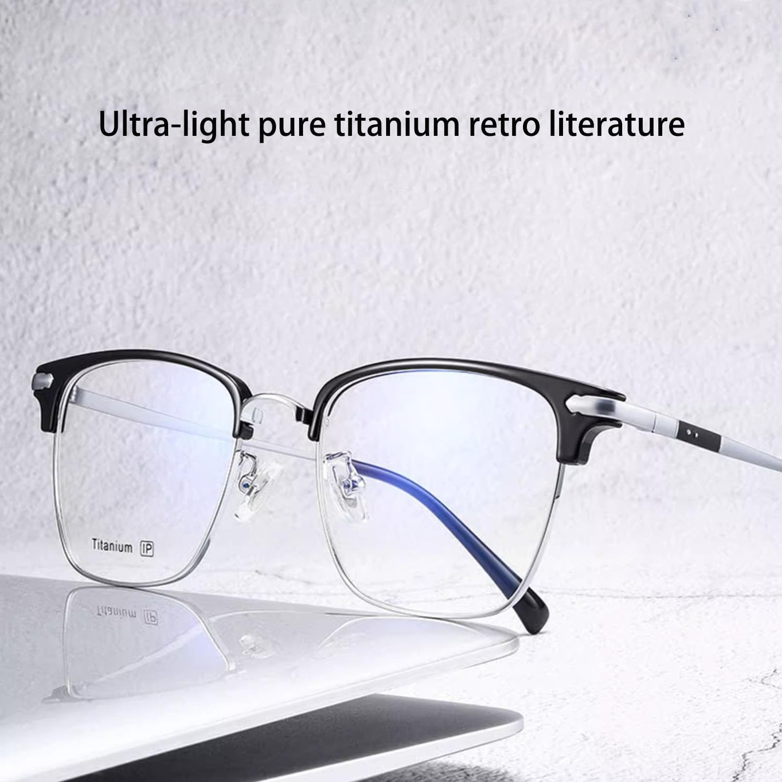 De Los Hombres Gafas Luz Azul Súper Ligero Titanio Puro Medio Cuadro Prevenir La Fatiga Ocular Anti-UV Gafas De Computadora,B