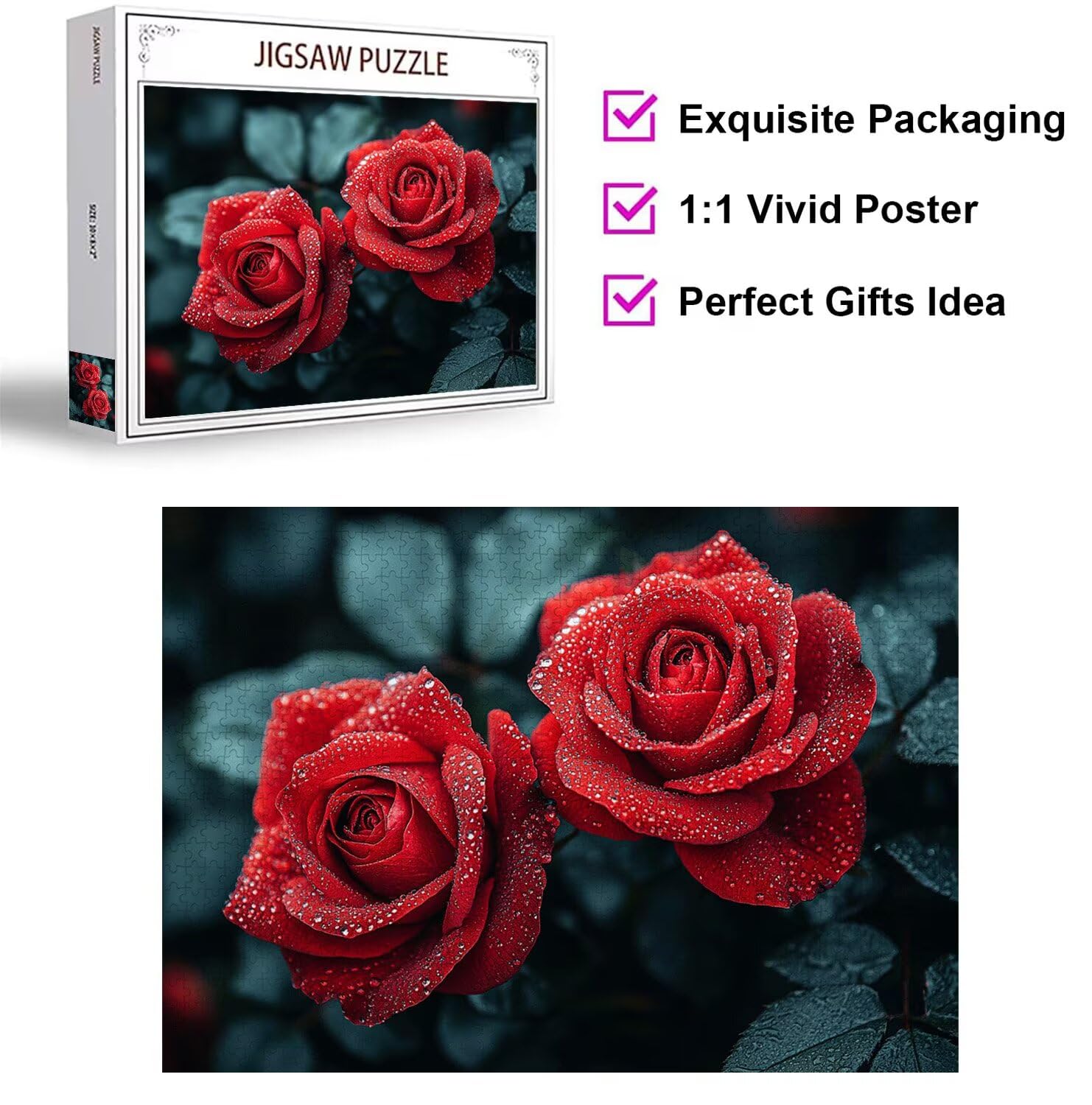 Puzzle dla dorosłych 2000, roślina róża, 99 x 70 cm, n-876