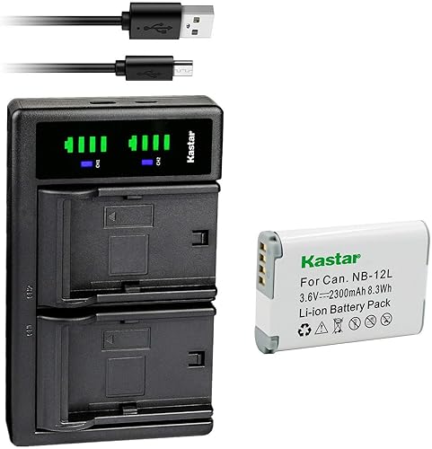 Kastar Paquete de 1 batería y cargador USB LTD2 de repuesto para batería Canon NB-12L NB-12LH, cargador Canon CB-2LG CB-2LGE, Canon PowerShot G1 X