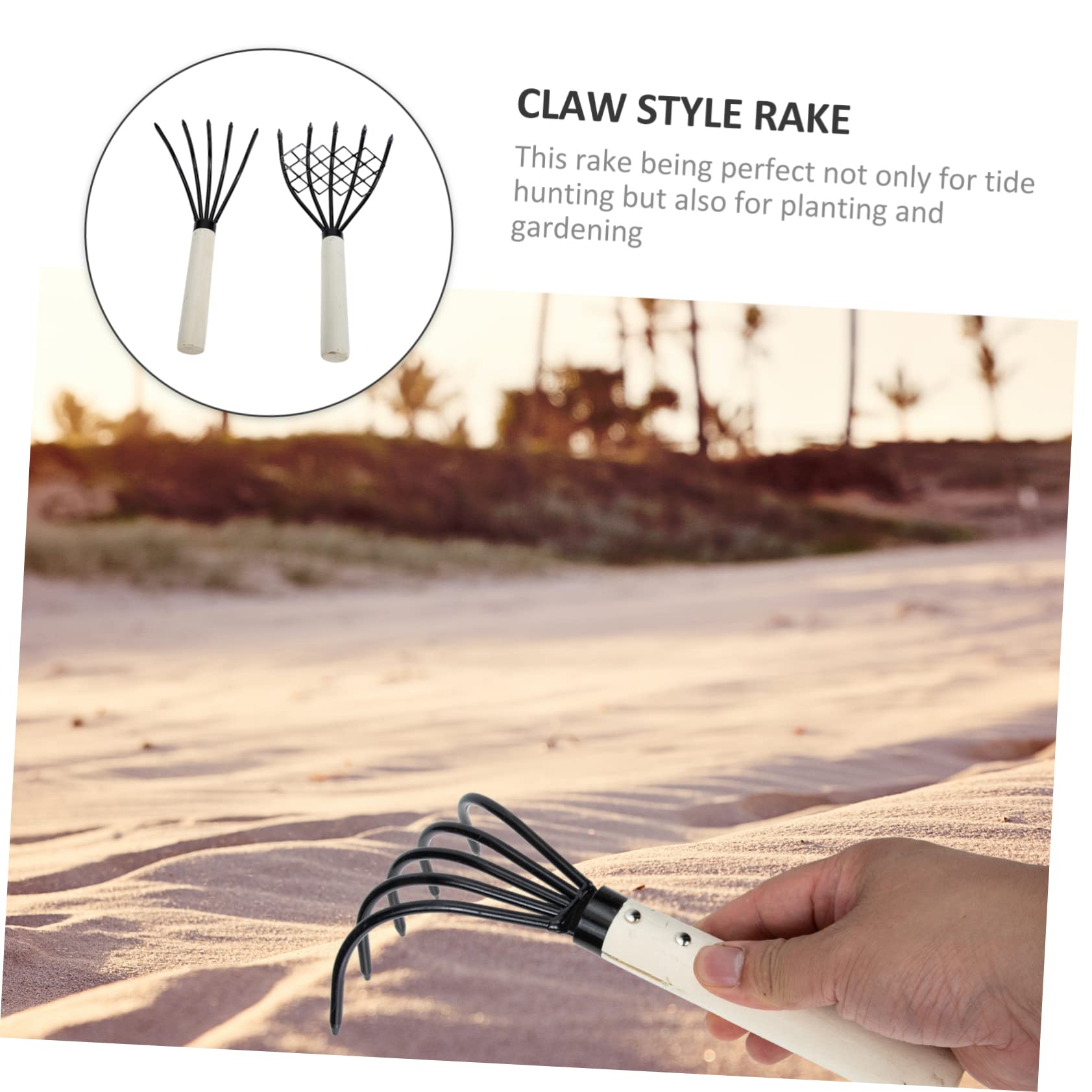 Râteau à Griffes 5 Dents 5 Cm - Outil Inox Pour Creuser Palourdes Fruits De Mer - Pêche à Pied Plage Jardinage - Ergonomique Et Portable