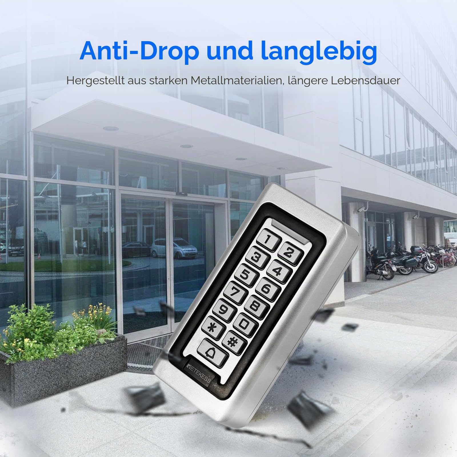 Retekess T-AC03 Codeschloss Haustür, Türöffner mit Code | für Fabrik Warehouse Wohngebäude, Bank, Garagentor, Wasserdichte RFID IP68, Zutrittskontrolle Codetaster