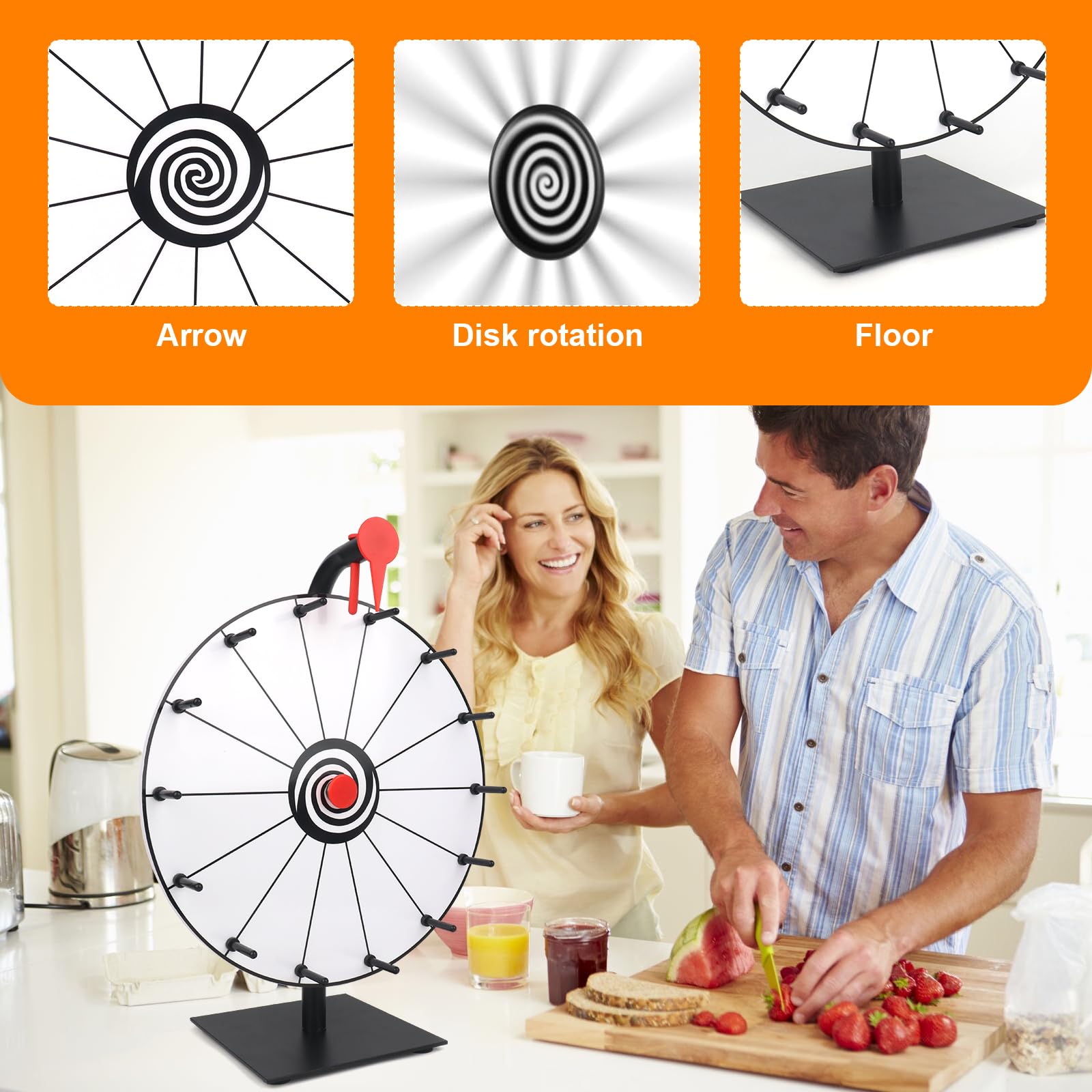 Glücksrad zum Drehen, 30cm Glücksrad zum Selbstgestalten mit 14 Slots, Roulette-Spinner des Glücks, Spinnings Prize Wheel mit Radiergummi und Markierstift für Lotteriespiele Wortspiele