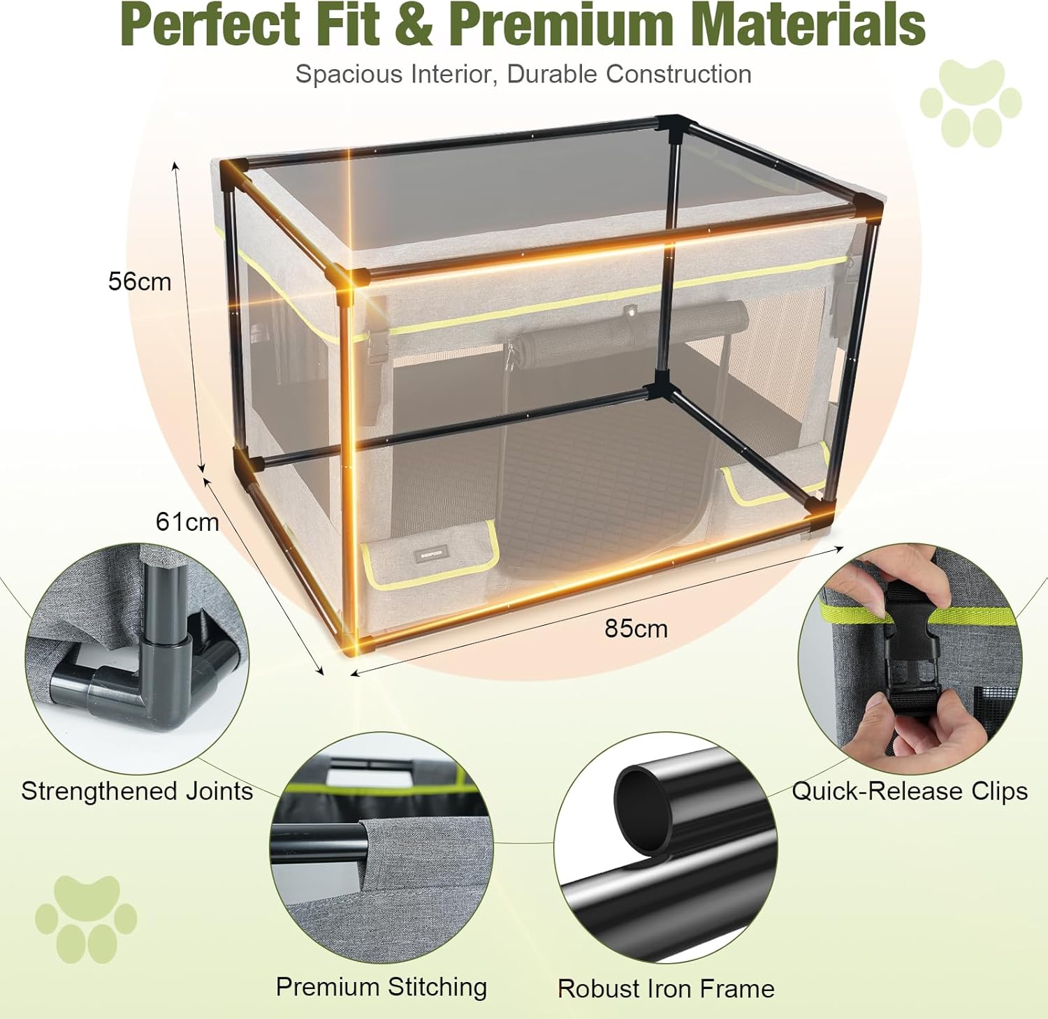 Durable Dog Playpen with Iron Frame, Heavy-Duty Pet Tent with Waterproof Base & Mesh Sides for Indoor Outdoor Use, Grey