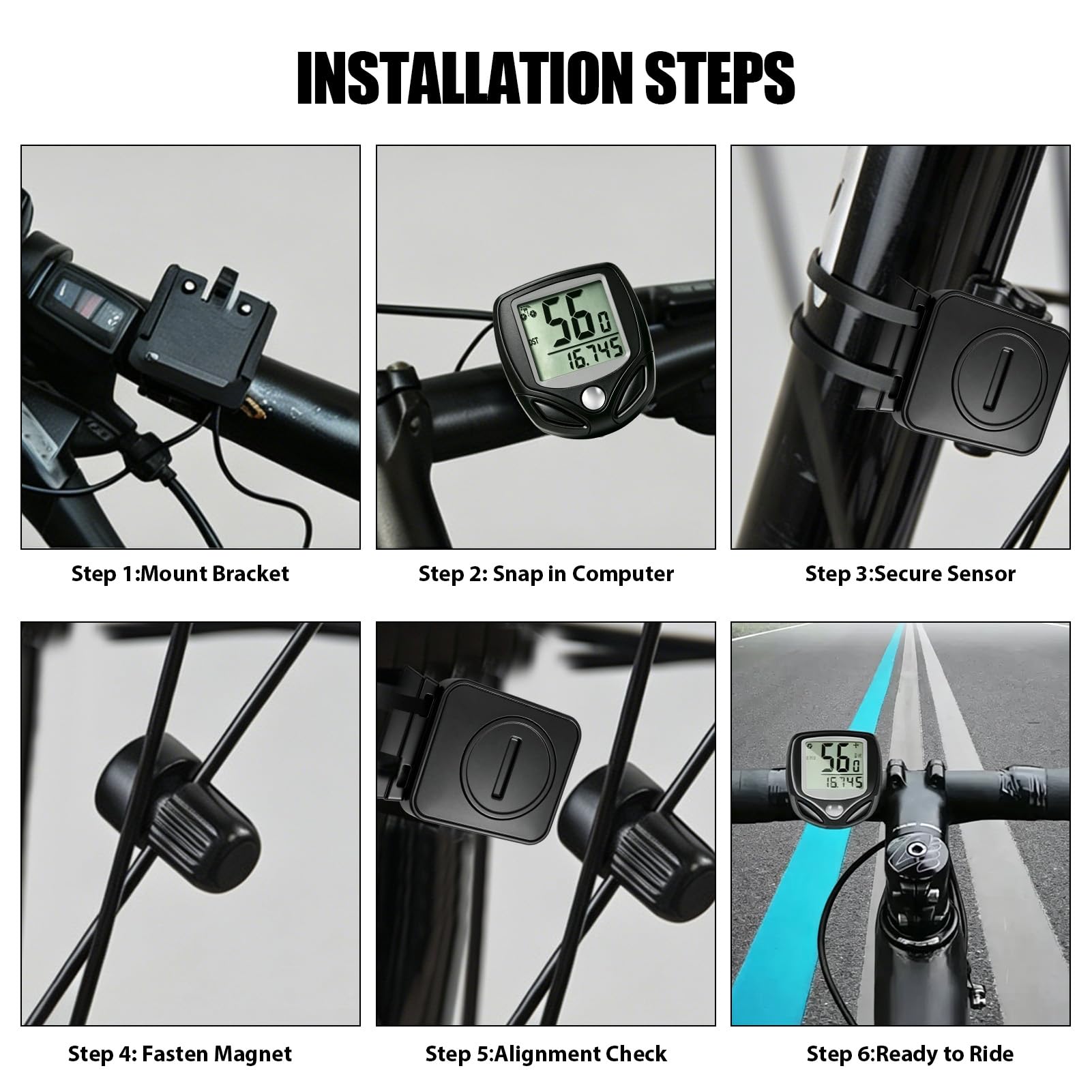 Cuentakilómetros Bicicleta Inalámbrico con 19 Funciones,Velocímetro Bicicleta IP54 Resistente al Agua,Pantalla LCD con Inicio Parada Automática,Cuenta Km Bicicleta para Uso Diario