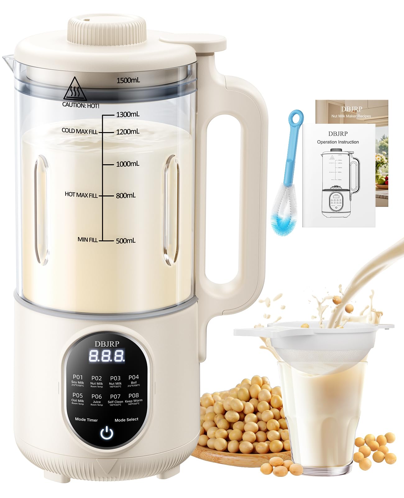44oz Nut Milk Maker Machine, 8 in 1 Automatic