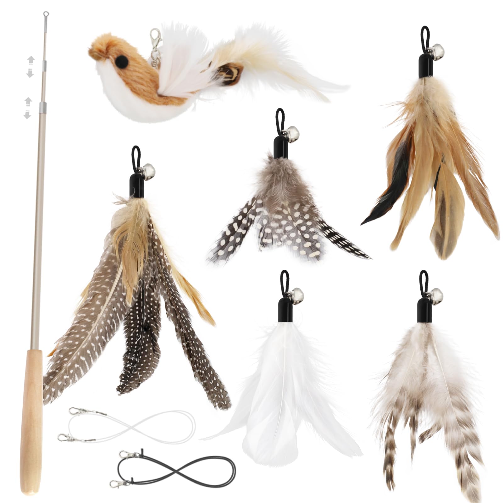 Varita para gatos SONGWAY con plumas naturales: el regalo perfecto para hacer feliz a tu mascota