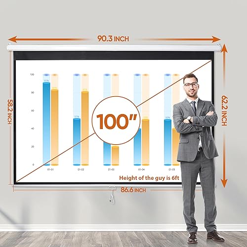 Miniatura 2 de ZENY Pantalla de proyector portátil extraíble, pantalla de proyección de video 1610 de 100 pulgadas, cine en casa, pantalla de proyector retráctil,