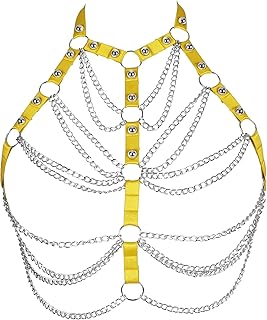 Sujetador de arnés para el Cuerpo para Mujer, Sujetador Hueco de Cadena de Metal de Talla Grande, Disfraz de Moda de Carnaval de Halloween gótico Punk en 14 Colores