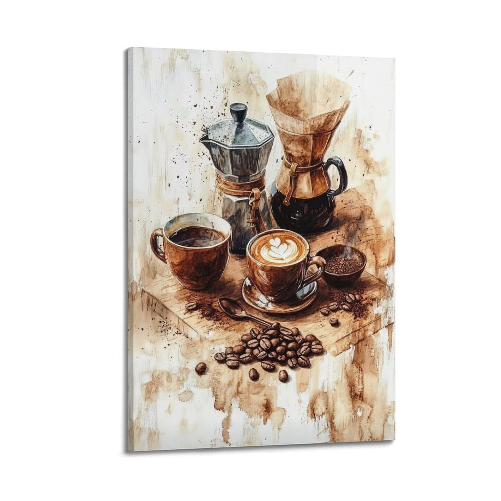 OKAHYS Vintage Hand-drip Coffee Artwork Poster Decorative Painting Canvas Wall Artworks Picture 20x30inch(50x75cm)