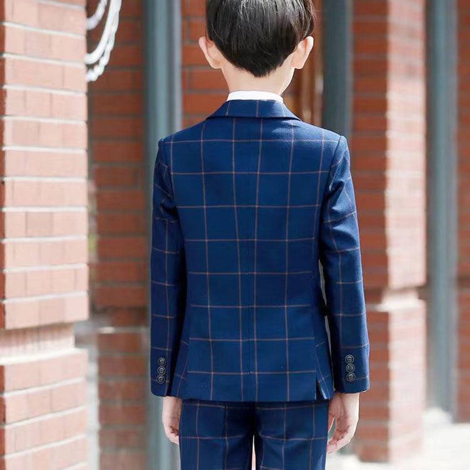 Traje de caballero para niños, traje formal de chaleco de manga larga con botones, pantalones, chaqueta, chaleco y pajarita, conjunto de 5 piezas, uniforme escolar, ropa de primavera