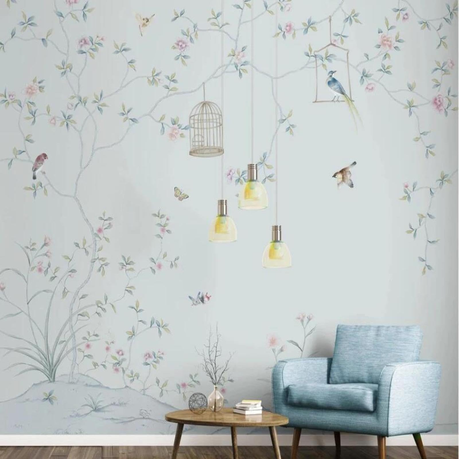 Papier peint 3D fleurs fraîches ILIYA en intissé pour masquer les imperfections de mur TV