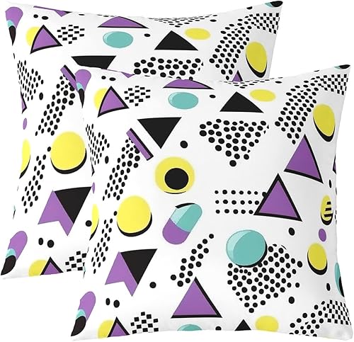 Miniatura 16 de Juego de 2 fundas de almohada Memphis de 18 x 18 pulgadas, diseño abstracto de puntos coloridos, fundas de almohada para niños y niñas, fundas de
