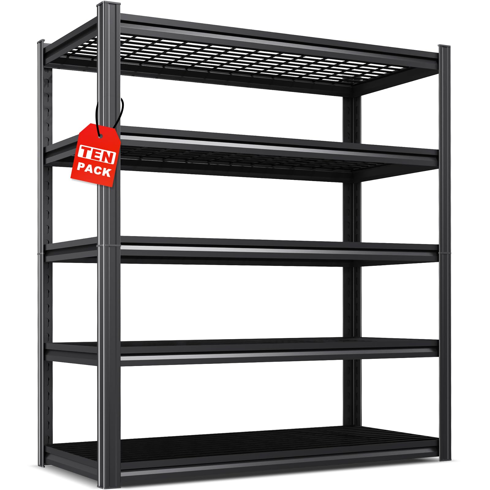 Set of 10 Garage Shelving-78"x46"x20" 5 Tier Storage Shelves,Adjustable Heavy Duty Metal Shelving Unit and Storage Large Wire Rack,Utility Steel Shelf for Warehouse Industrial Pantry Basement 3000 lbs