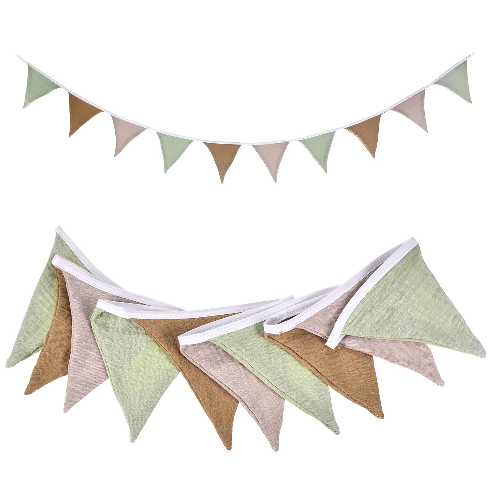 sourcing map Pennant Banner Flags, 236cm x 12cm Cotton Fabric Triangle Flags Wall Decor for Picnic Wedding Christmas Outdoor Birthday Party BBQ Decorations, Gray Green