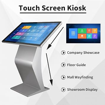 22/32 Inch LCD Screen Digital Signage Kiosk, Capacitive Touch Screen Kiosk, K-Style Stand Digital Signage Display, for Mall Navigation/Self-Ordering/Advertising Black-22Inch