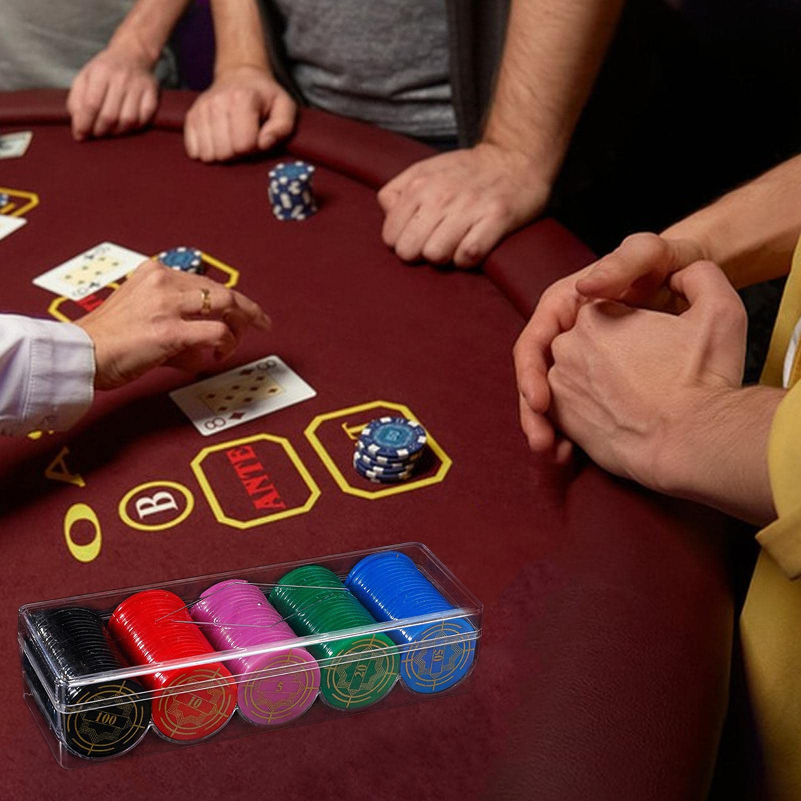 Bandeja de virutas - Tarjetero acrílico de 5 Rejillas,Caja de fichas de póker de acrílico de 100 Piezas, Portador de fichas de Casino con bandejas de fichas para el hogar del Casino