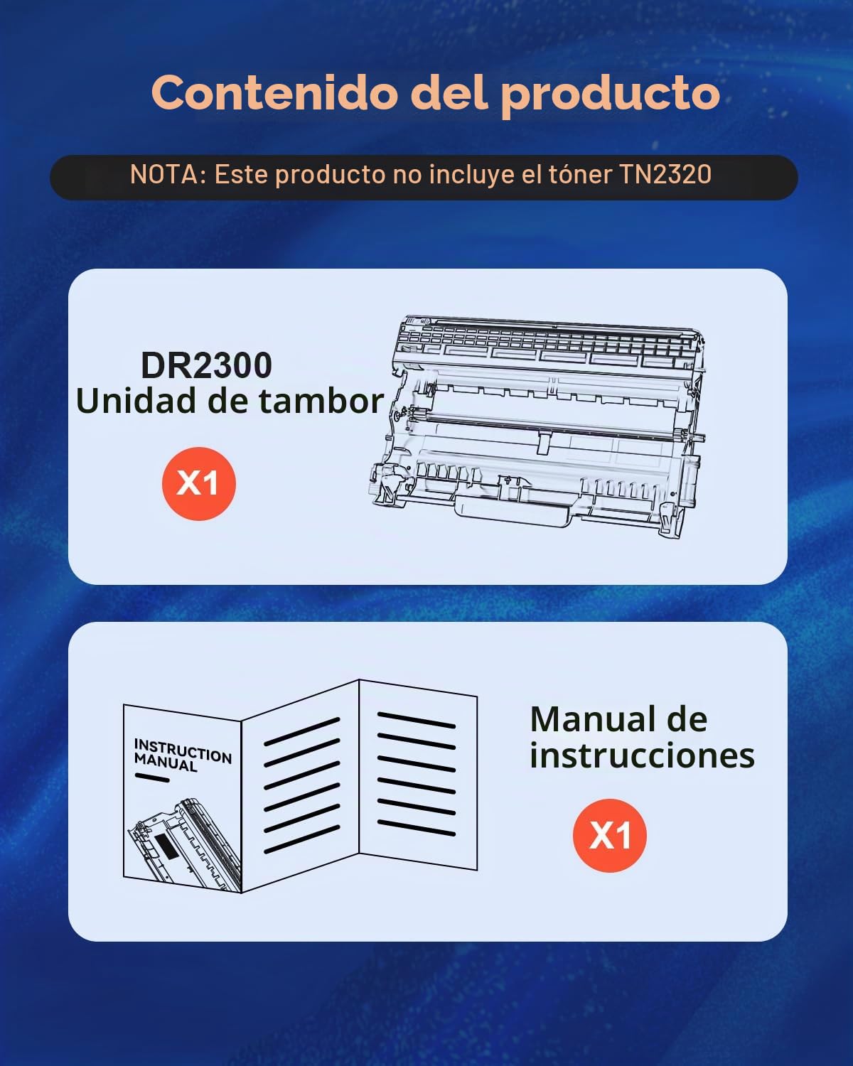 DR2300 Tambor Compatible de Brother DR 2300 Tambor DR2300 para Brother MFC-L2700DW MFC-L2720DW HL-L2300D HL-L2340DW DCP-L2500D DCP-L2520DW DCP-L2540DW Impresoras