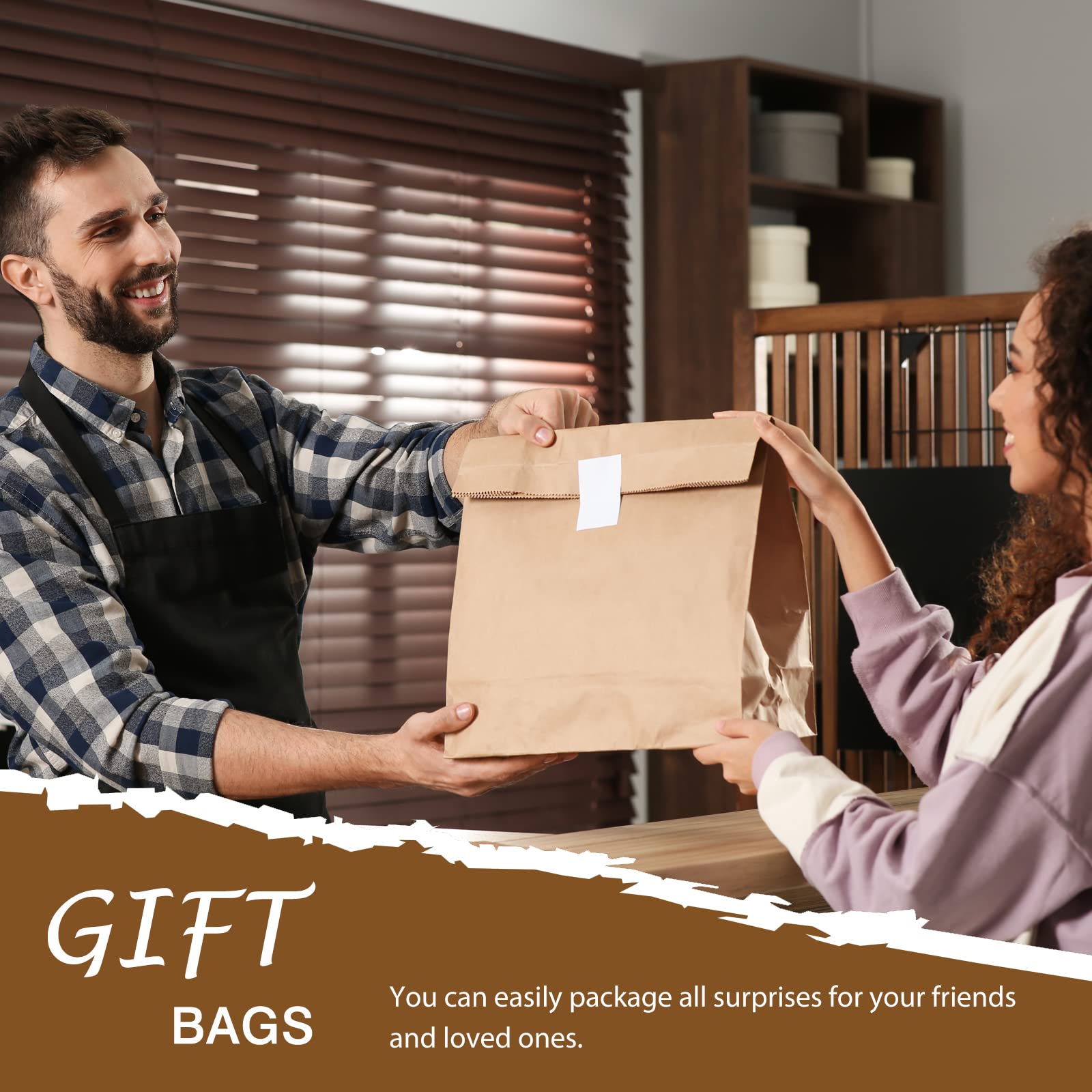 Moretoes 52Lb 150 packs Kraft Brown Paper Bags, Kraft Paper Grocery Bags Bulk, Large Paper Bags for Shopping, Merchandise Bags, Retail Bags, Party Bags, 100% Recycled Paper Bags without Handles