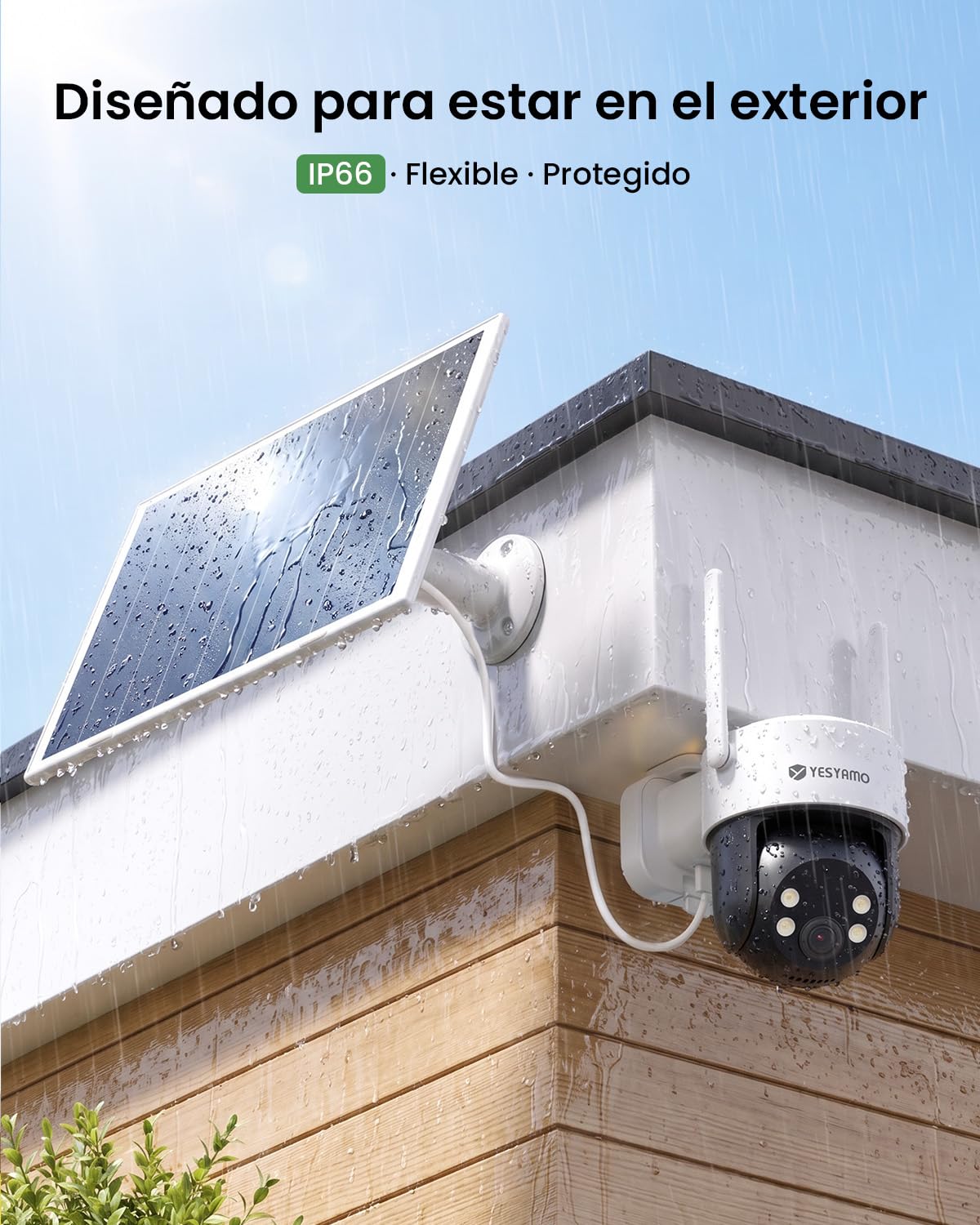 YESYAMO AOV 24/7 Grabación Continua Cámara Vigilancia WiFi Exterior 4MP | Panel Solar 9W, Batería 9000 mAh con Calefacción, Detección IA 30M, 360° Seguimiento Automático, Sin Cables para Casa, 2.4GHz