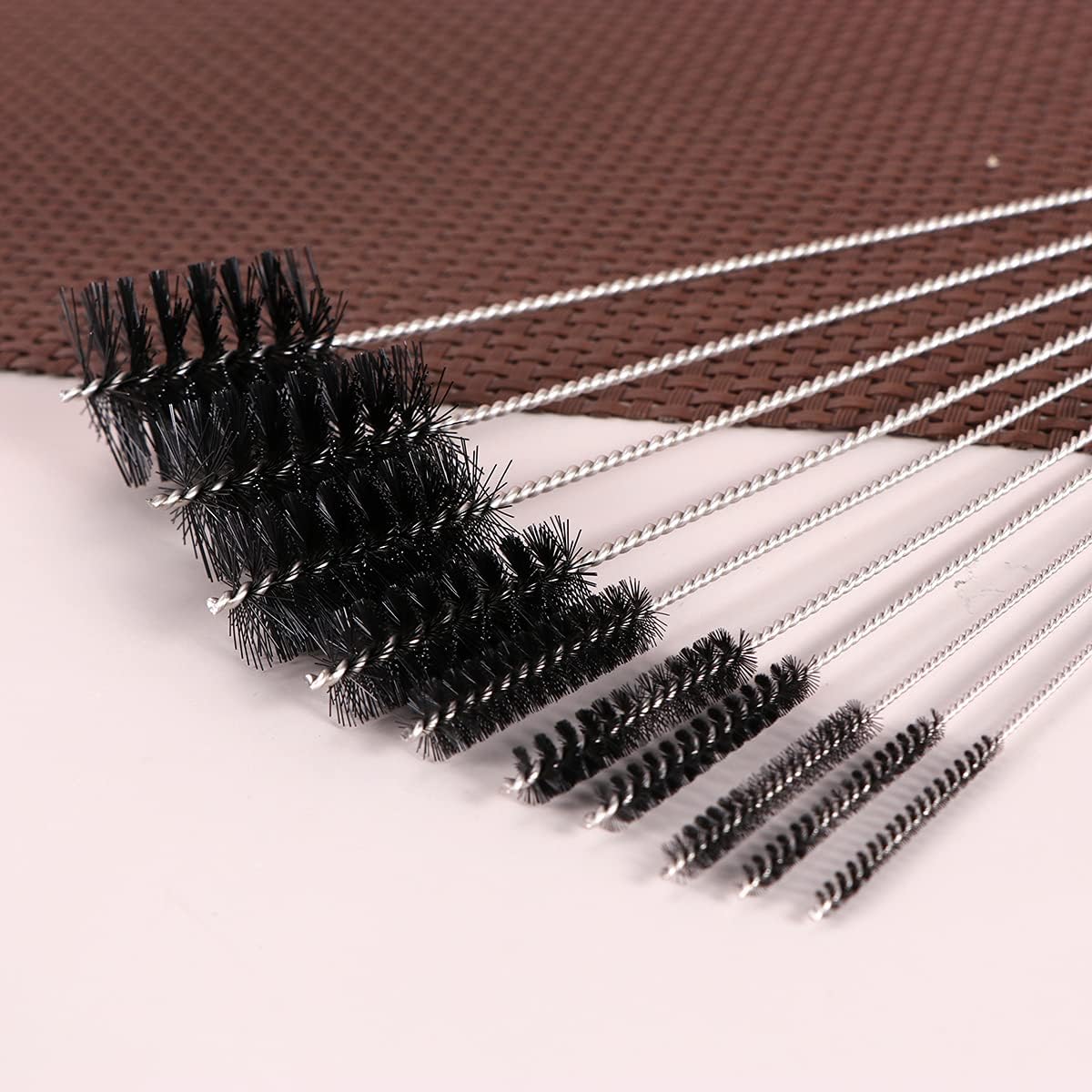 Generic 2 Sets Coffee Machine Cleaning Brushes Stainless Steel Handle Nylon Test Tube Brushes (Black) Lab