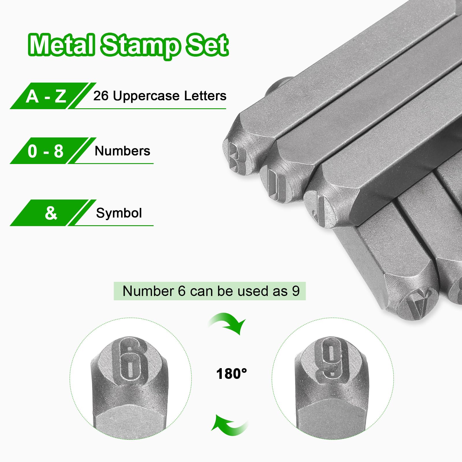 QUARKZMAN 36-teiliger Metall-Prägesatz 5/16" 8mm Stahl Prägestempel Set