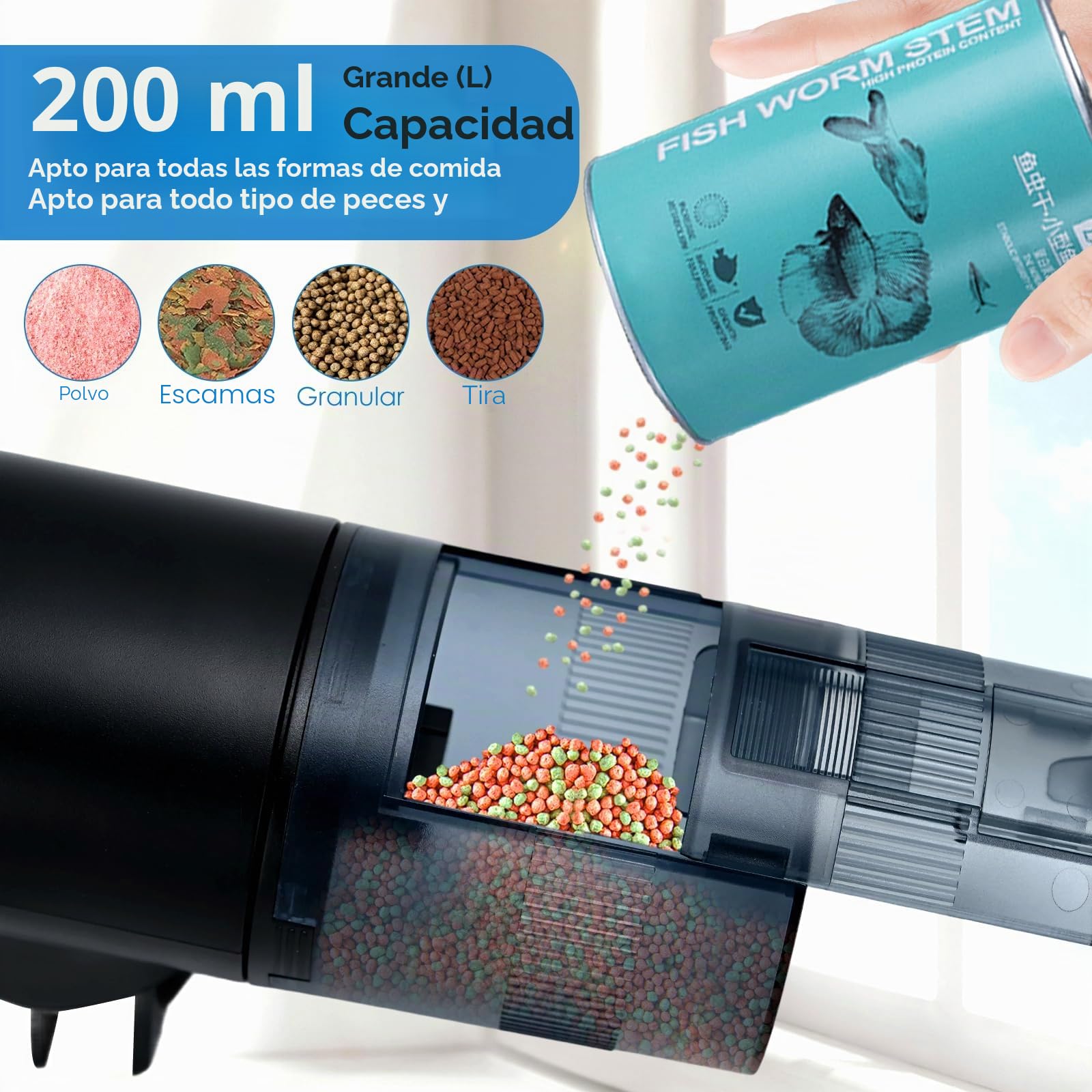 Alimentador automático de peces WiFi: dispensador remoto, dos métodos de instalación, adecuado para tanques y estanques