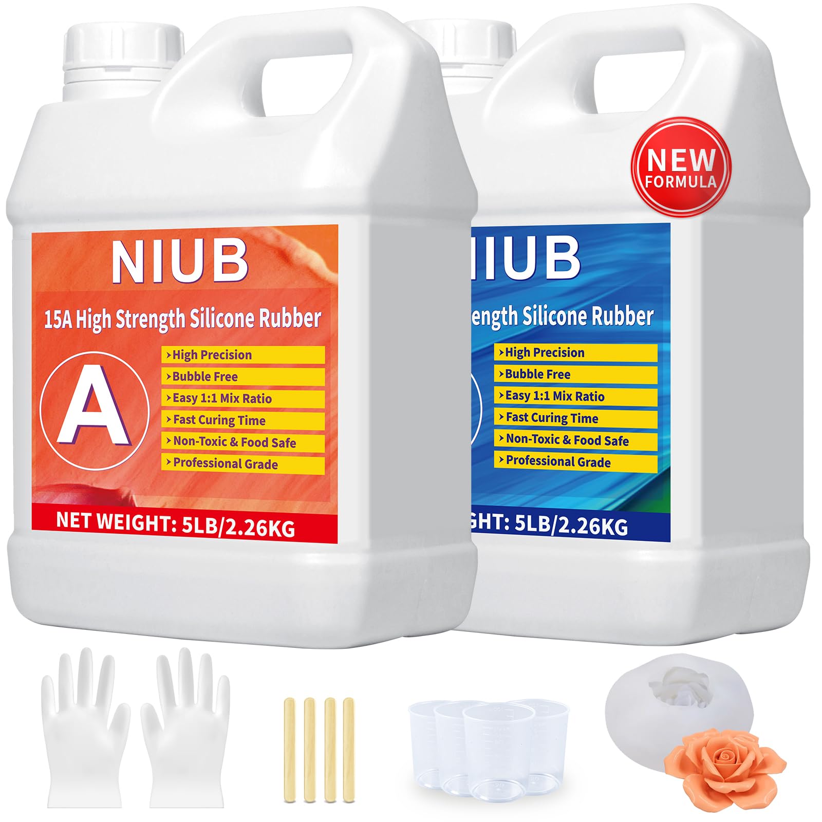 NIUB 15A Silicone Mould Making Kit, 4L Mould Making Silicone Rubber