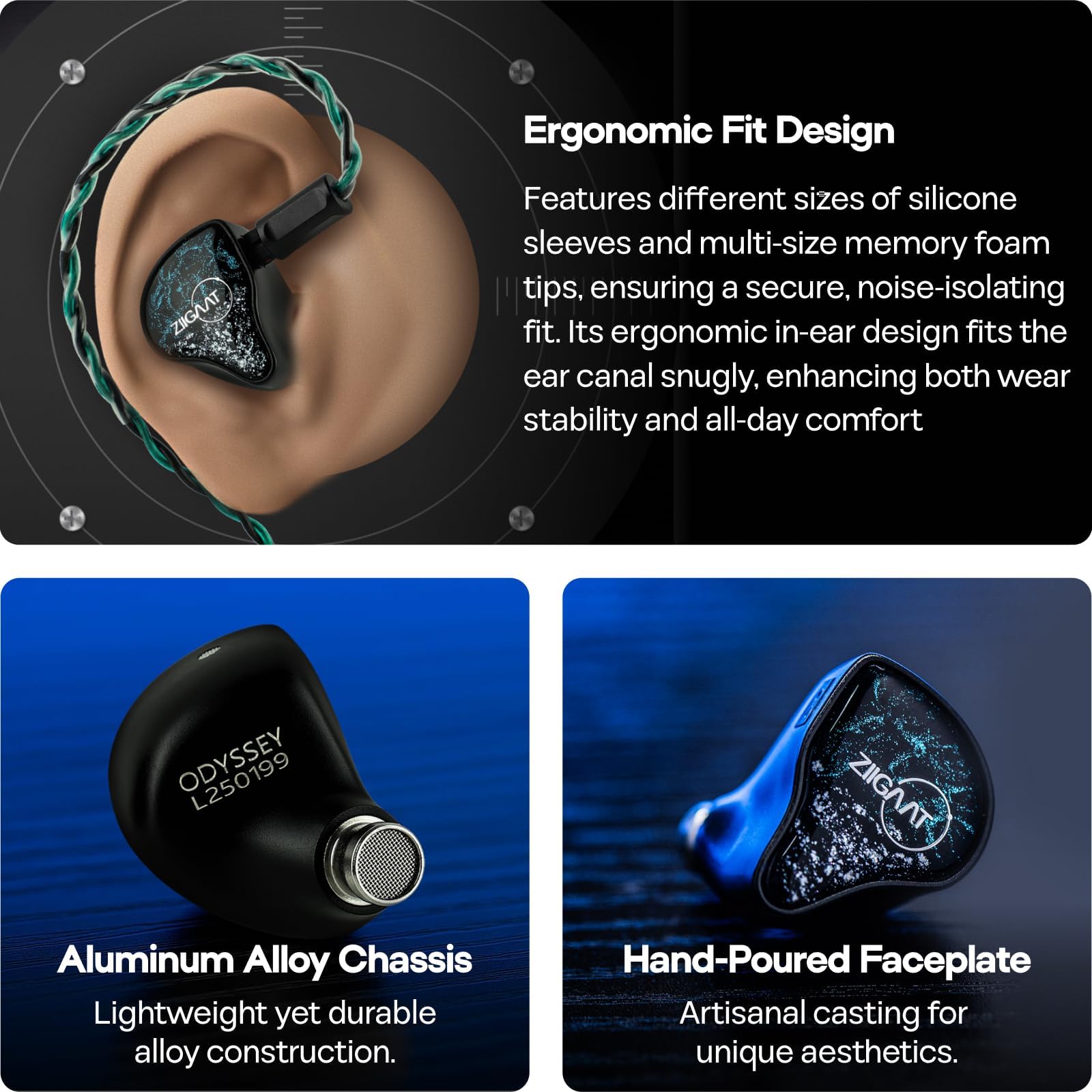 Linsoul ZiiGaat x Hangout. Audio : Odyssey 2 Moniteur Intra-auriculaire,1DD + 3BA Hybrid HiFi écouteurs filaires,Neutre avec réglage des Basses,avec câble OCC pour Les Musiciens et Les ingénieurs