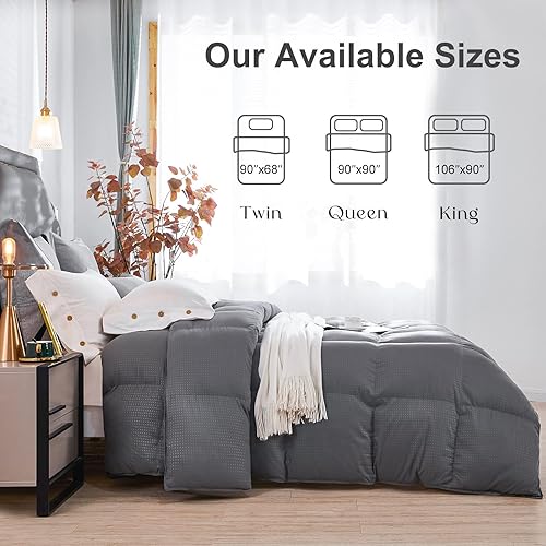 Miniatura 5 de Edredón de tamaño individual, color gris, relleno alternativo para todas las estaciones, edredón acolchado ultrasuave con 8 pestañas en las