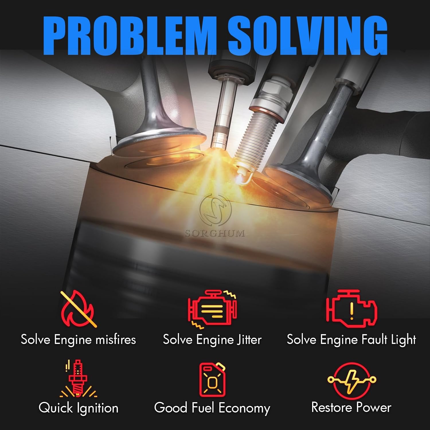 Sorghum Ignition Coil Pack and Spark Plugs Compatible with Hyundai Sonata Genesis Tucson Equus Kia Rondo Optima Borrego Forte Sorento Sportage K900 Replace# UF611 27300-3F100 C1667 GN10568 Set of 4