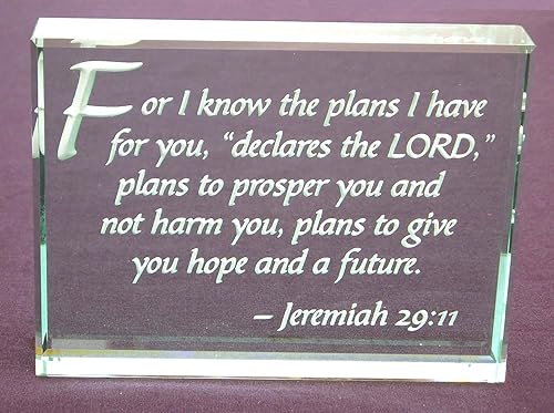 Jeremías 29:11 Versículo de la Biblia: Pisapapeles de vidrio grabado a mano