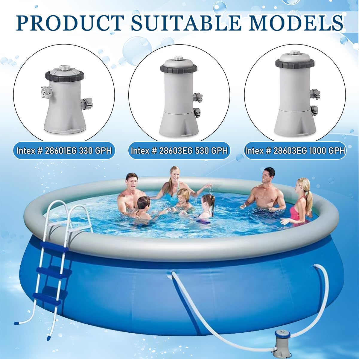 Lot de 2 tuyau piscine,Tuyau 32mm Blanc,Tuyau aspirateur piscine,pompe piscine avec 4 pince fixe,149.9 * 3.2cm,Pour piscines hors sol,Nettoyage des piscines,Adapté à une variété de pompes