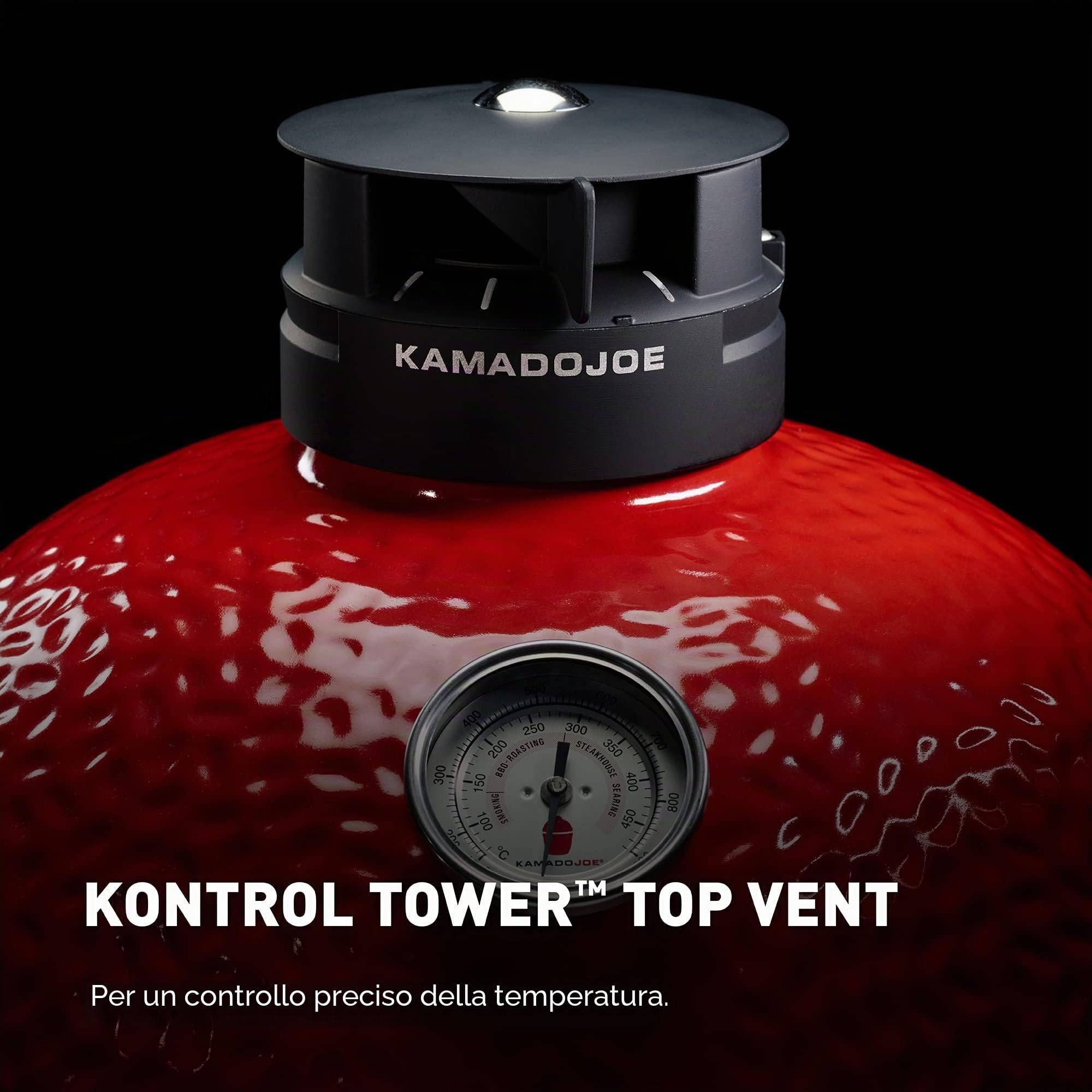 Kamado Joe® Big Joe II Griglia per barbecue a carbonella in rosso fuoco