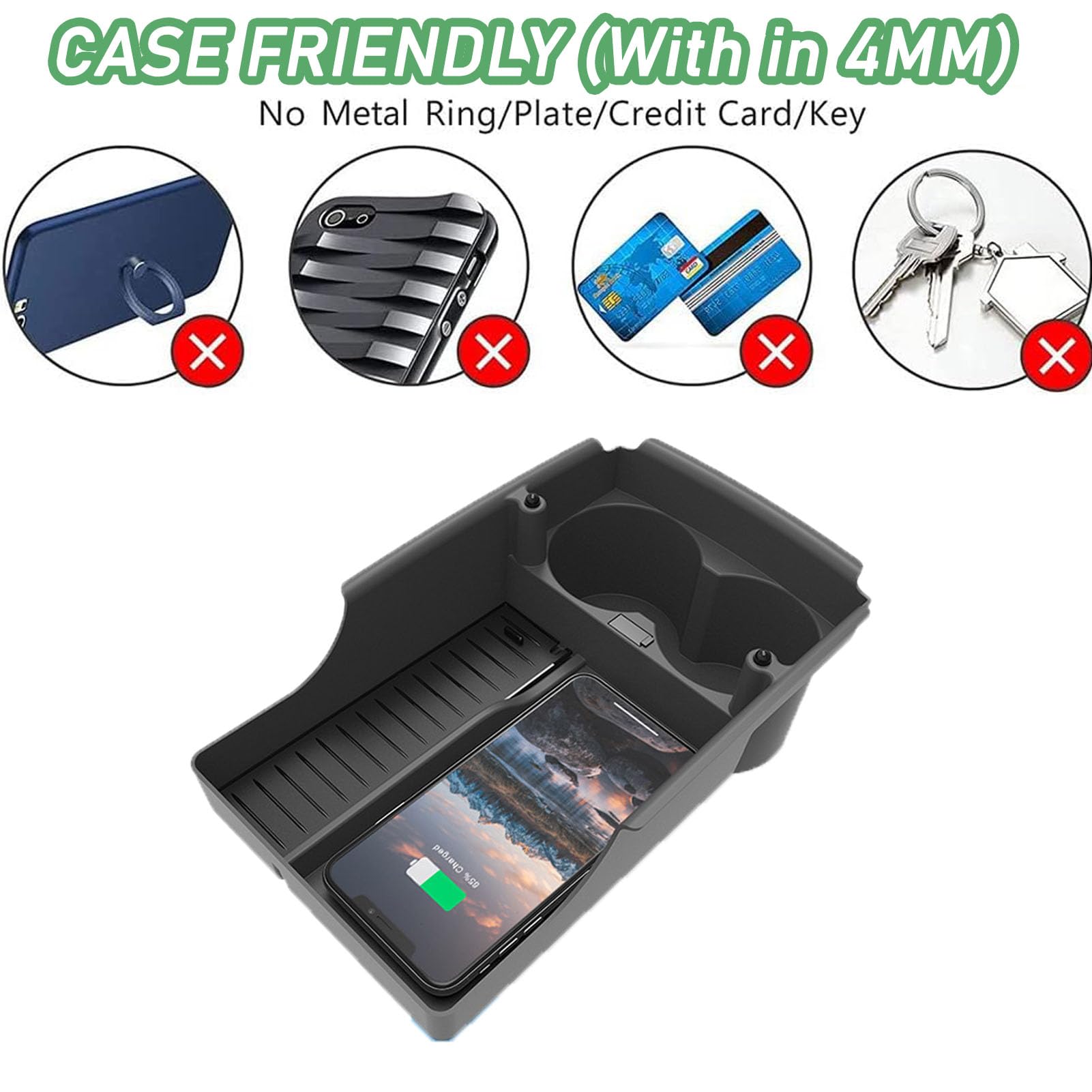 Caricatore Da Auto Wireless per Tesla Model S/X 2017-2021 Tutti I Modelli con 10w Fast Charge Upgrade Accessori Sistema Di Raffreddamento A Doppio Canale D'Aria