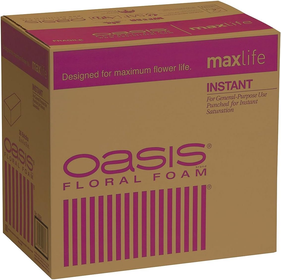 Instant Standard Floral Foam Bricks - Case of 36 - Maxlife Floral Foam - Wet Floral Foam Bricks for Flower Arranging